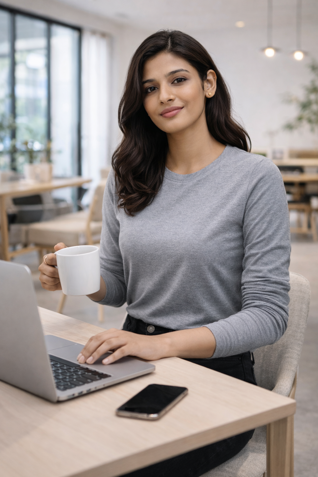 Unisex Full Sleeve Tee- Grey Melange